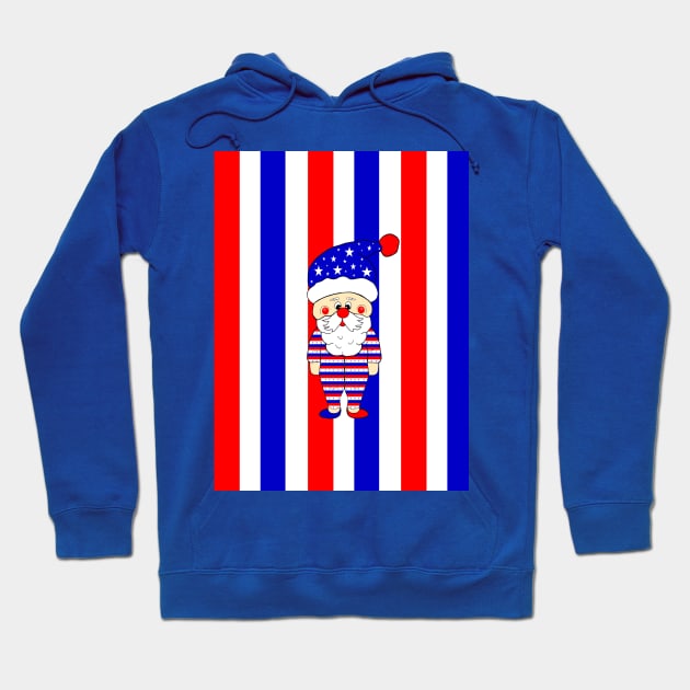 PATRIOTIC  Santa For The Fourth Of July Hoodie by SartorisArt1